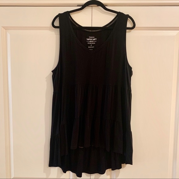 torrid Tops - TORRID - Super Soft Black Tiered Babydoll Tank